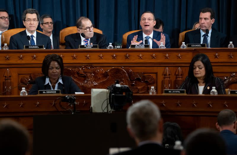 Ranking member Rep. Doug Collins (R-GA) speaks alongside House Judiciary Committee Chairman Jerrold Nadler (D-NY) during a House Judiciary Committee hearing on the impeachment Inquiry into U.S. President Donald Trump on Capitol Hill