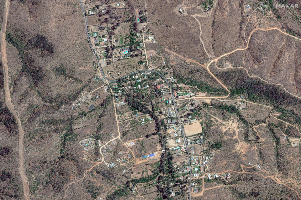 View of the Quebrada Escobares neighborhood before wildfire damage. / Credit: Satellite image ©2024 Maxar Technologies