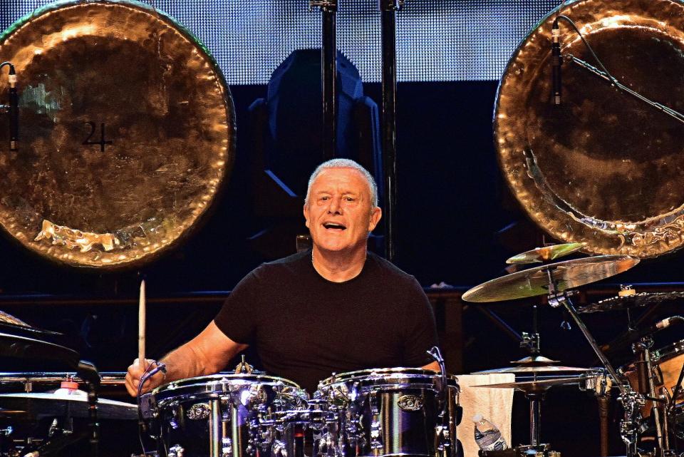 Carl Palmer, who played drums for Atomic Rooster, Emerson, Lake & Palmer, and Asia, brings his “Welcome Back My Friends: The Return of Emerson Lake & Palmer 2023 Fall Tour” to the Blue Gate Performing Arts Center in Shipshewana for a concert Nov. 18, 2023. The show uses modern technology and video and audio from a 1992 concert to allow the drummer to play with his two bandmates, Keith Emerson and Greg Lake, both of whom died in 2016.