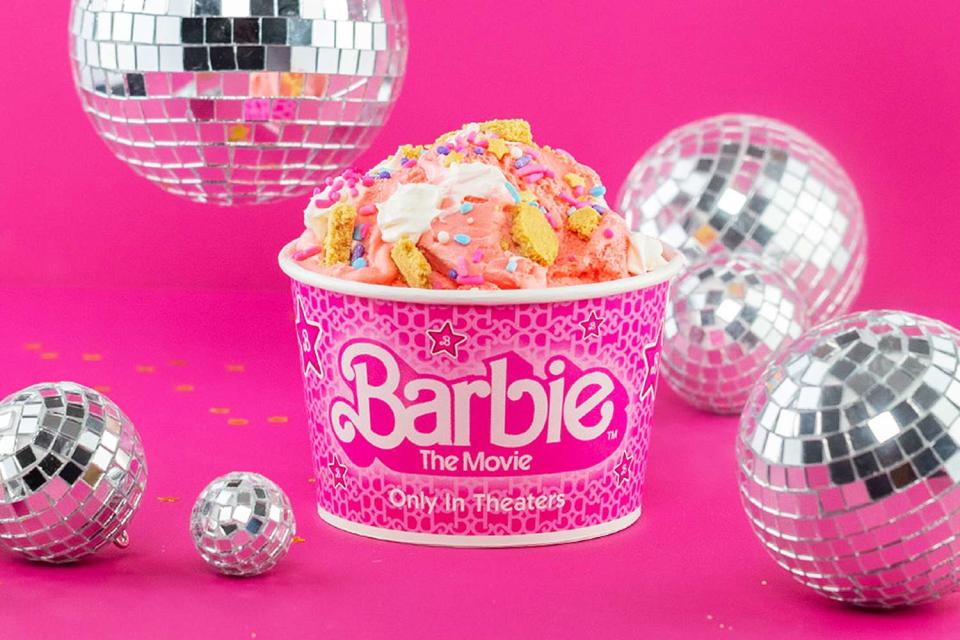 <p>Cold Stone Creamery</p> Cold Stone releases a new cotton candy ice cream inspired by Barbie