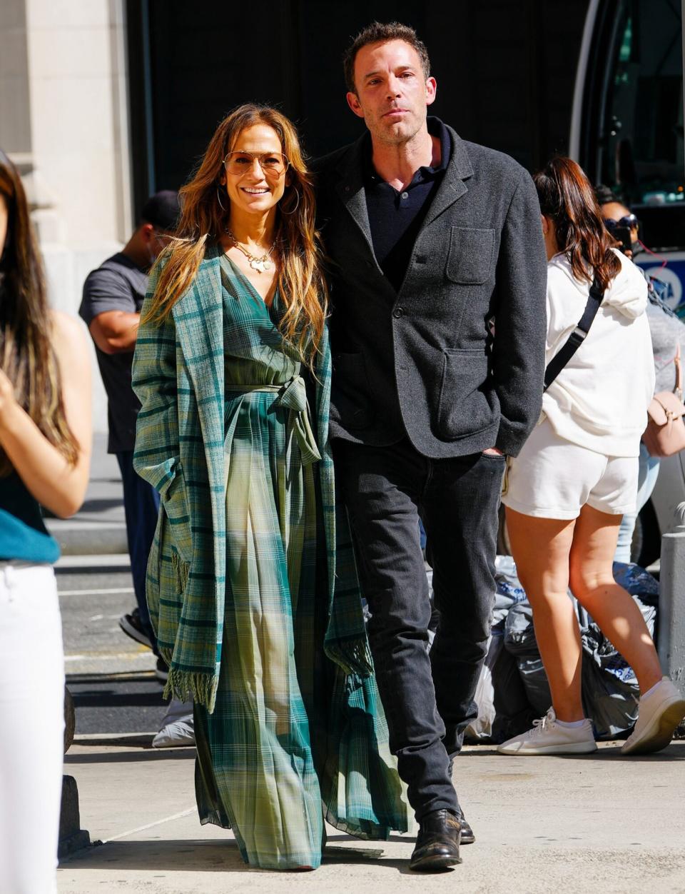 Jennifer Lopez and Ben Affleck are seen on September 26, 2021 in New York City