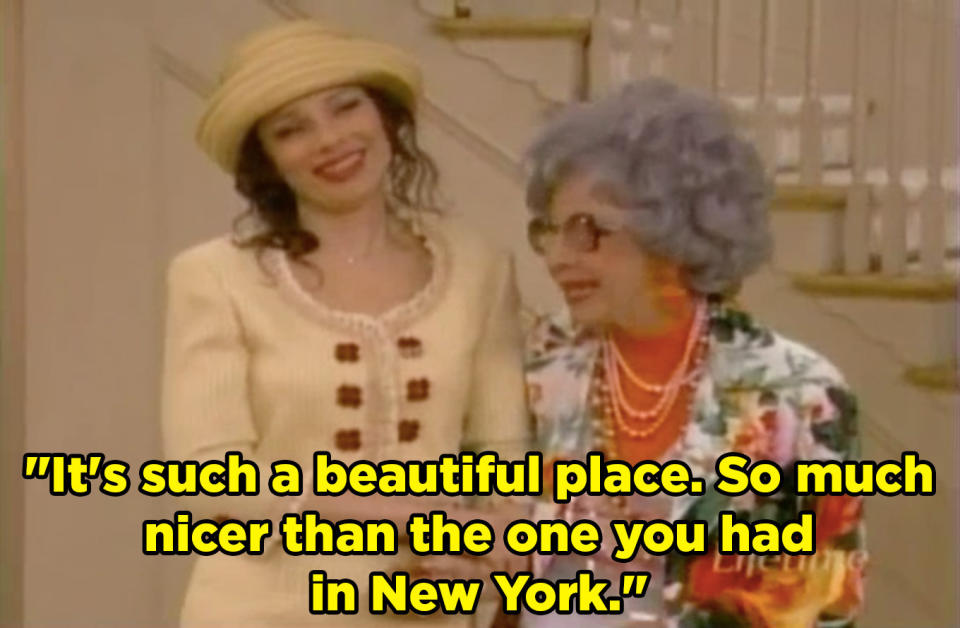 In their Sunday best, Yetta says "It's such a beautiful place. So much nicer than the one you had in New York"