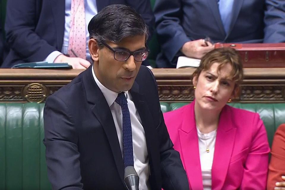 Prime Minister Rishi Sunak speaks during Prime Minister’s Questions in the House of Commons on Wednesday (House of Commons/UK Parliament/PA) (PA Wire)