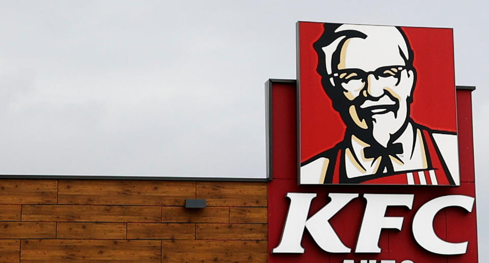 KFC sign on building. 