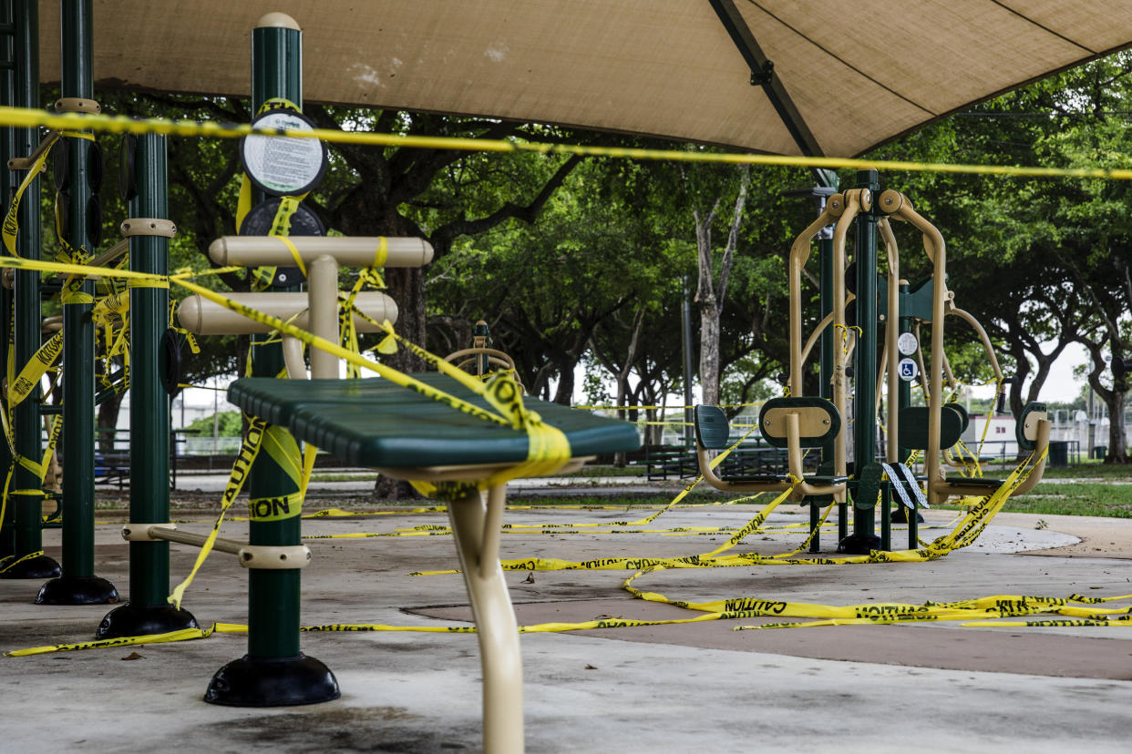 Un gimnasio techado en Miami, el 13 de julio de 2020. (Scott McIntyre/The New York Times)