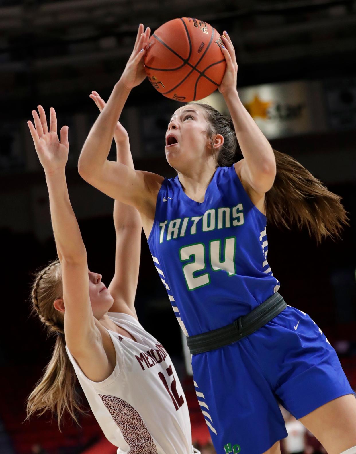 Green Bay Notre Dame senior Gracie Grzesk (24) is a top returning player for the Tritons and will play collegiately at the University of Wisconsin.