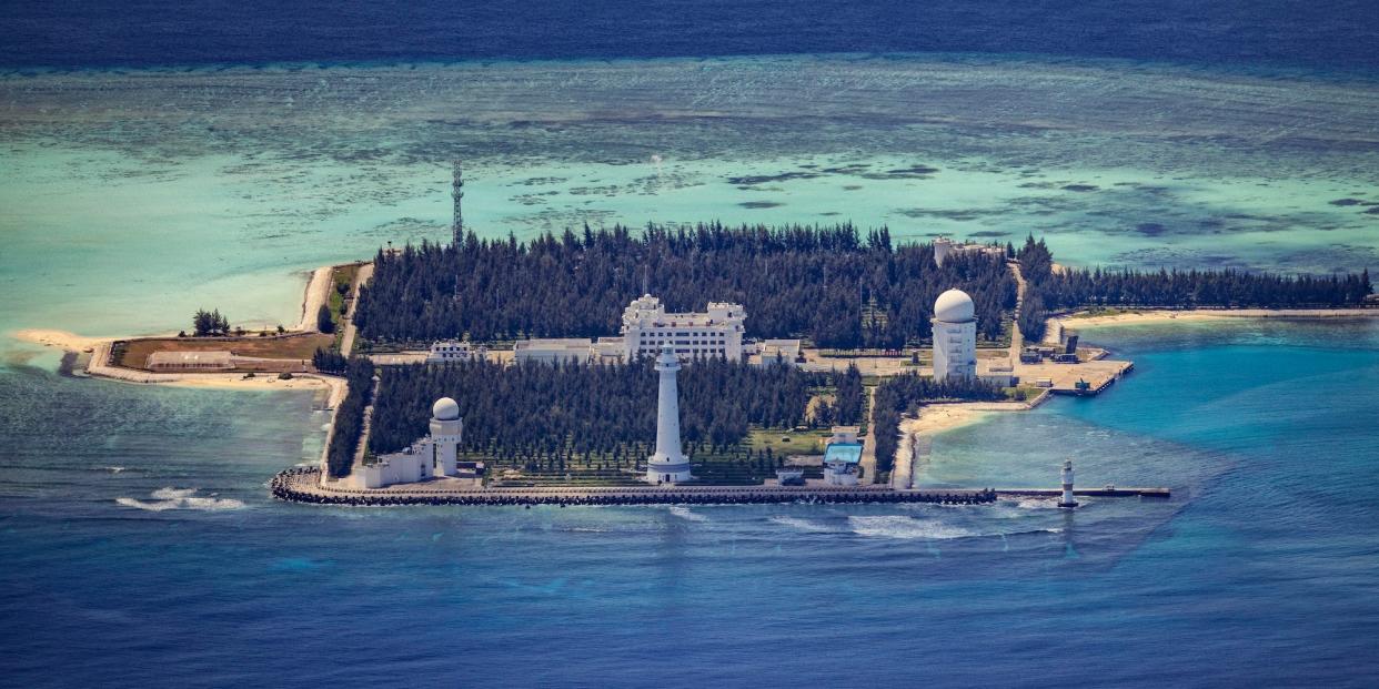 A view over the Cuarteron Reef in the Spratly Islands in the South China Sea