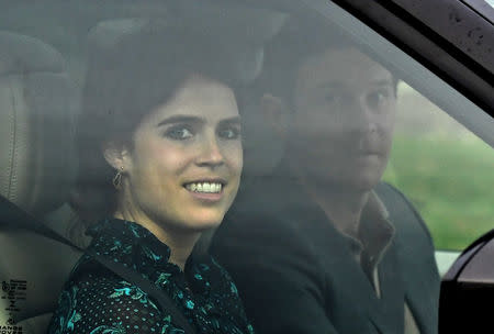 Britain's Princess Eugenie and Jack Brooksbank leave Windsor Castle a day ahead of their wedding in Windsor, Britain, October 11, 2018. REUTERS/Dylan Martinez