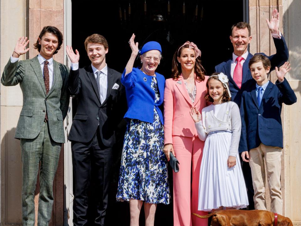 Queen Margarethe with Prince Joachim and his children.