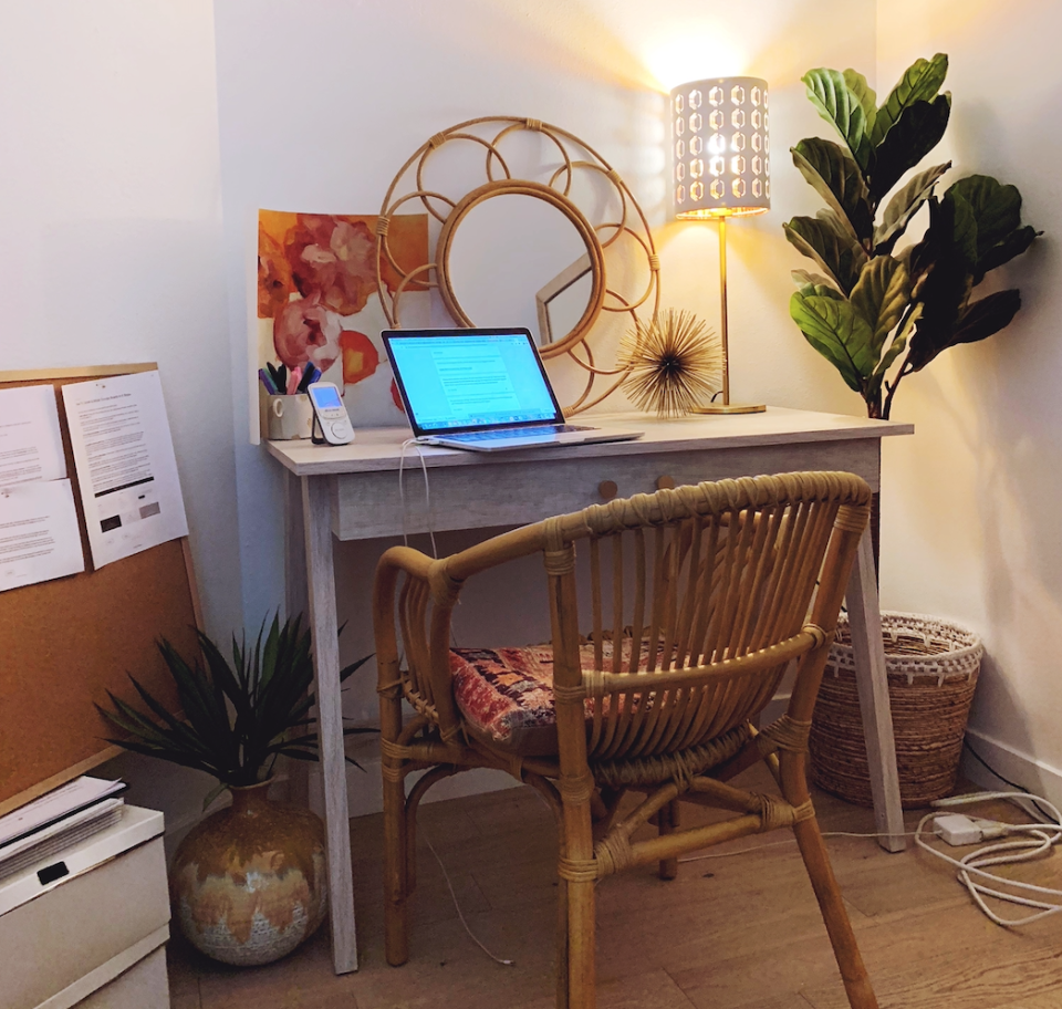 Yes, it's possible to create a calm work space at home. (Photo: Havenly)