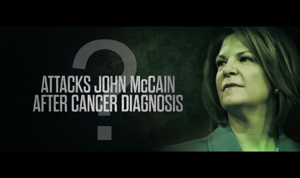 Another screen capture from Senate Leadership Fund's attack ad