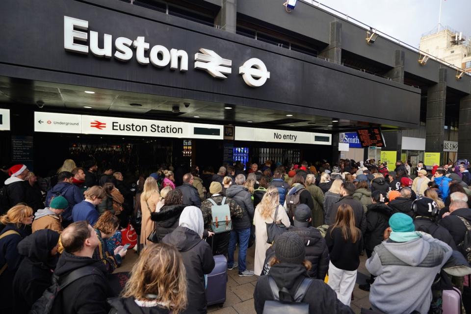 Passengers were prevented from entering London Euston as the West Coast Main Line was closed (James Manning/PA Wire)