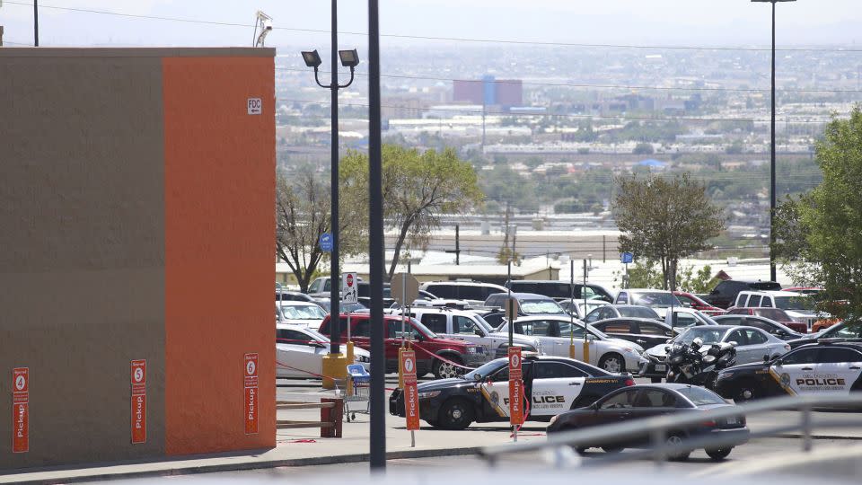 Law enforcement work the scene of a shooting at a shopping mall in El Paso, Texas, on Saturday, August 3, 2019. - Rudy Gutierrez/AP