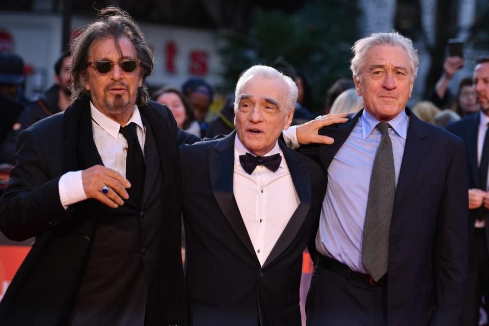 <div class="inline-image__title">1175592168</div> <div class="inline-image__caption"><p>Al Pacino, Martin Scorsese and Robert De Niro pose on the red carpet during the closing night gala of the 2019 BFI London Film Festival in London on October 13, 2019.</p></div> <div class="inline-image__credit">Daniel Leal-Olivas/AFP/Getty</div>