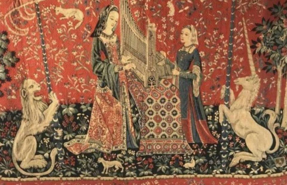 六幅「獨角獸與貴婦人」掛毯之一。   圖：孫家銘翻攝