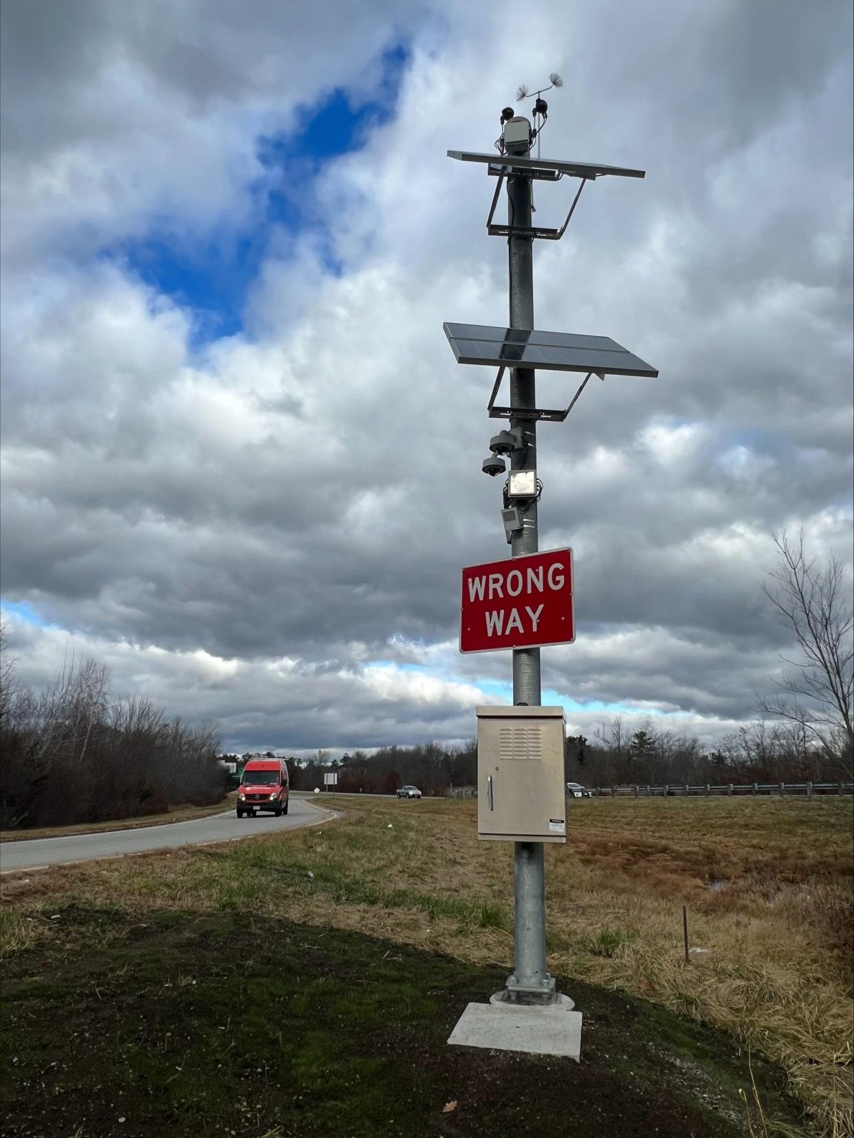 The entrance ramp at Exit 1 on I-395 includes a wrong-way warning system. Authorities have not said where the wrong-way driver entered the highway.