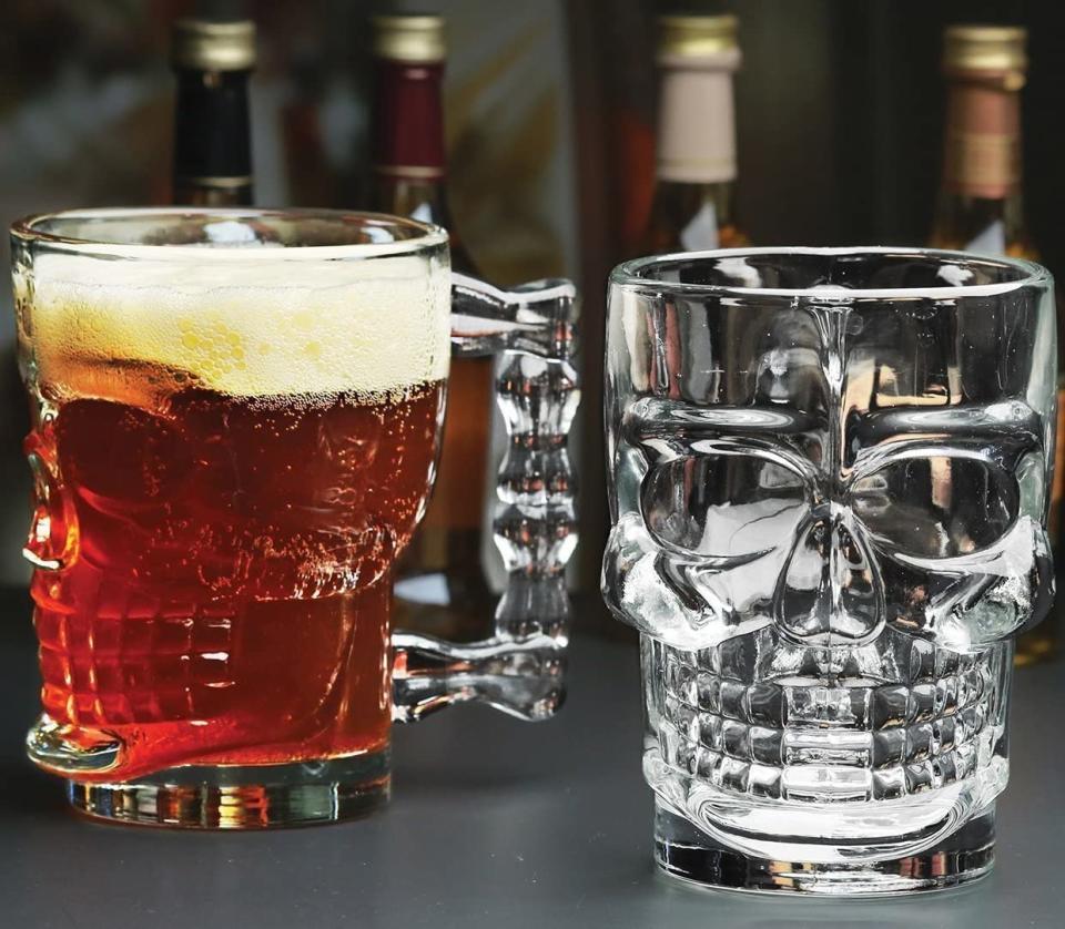 halloween skull beer draft mug