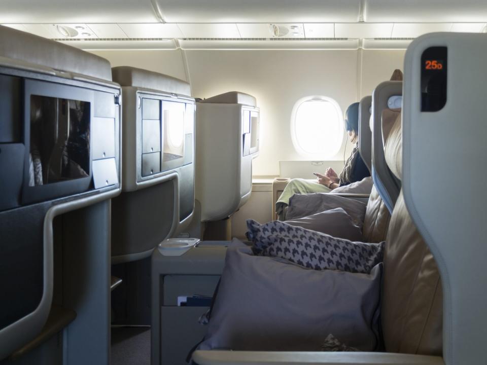 Business class cabin of long haul passenger aircraft