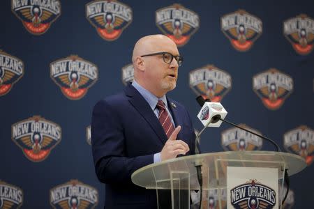 Apr 17, 2019; New Orleans, LA, USA; New Orleans Pelicans Executive Vice President of Basketball Operations David Griffin during an introductory press conference at the New Orleans Pelicans facility. Mandatory Credit: Derick E. Hingle-USA TODAY Sports