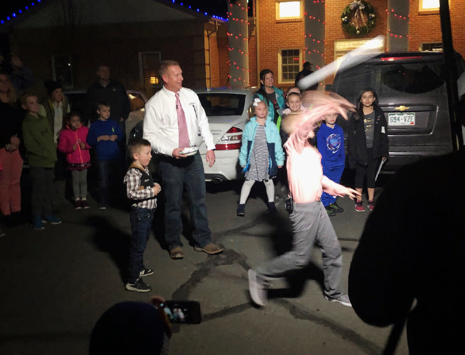 Dane Best will go down in history as the first person to throw a newly legal snowball in Severance. (Photo: Brooke Best )