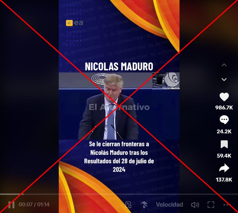 <span>Captura de pantalla de una publicación en TikTok hecha el 31 de julio de 2024</span>