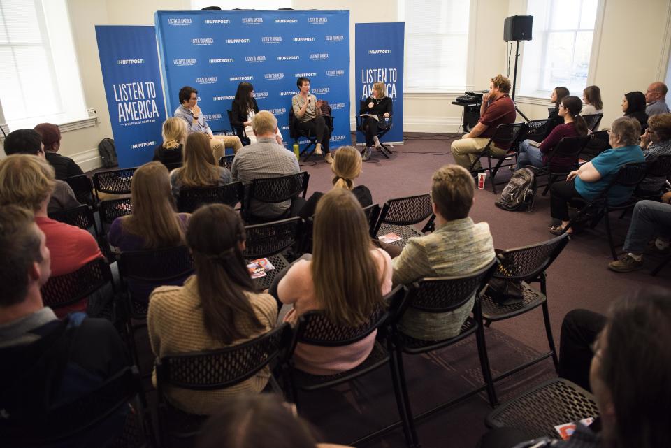 The audience listens to&nbsp;a discussion about the role of&nbsp;Mormon millennials.