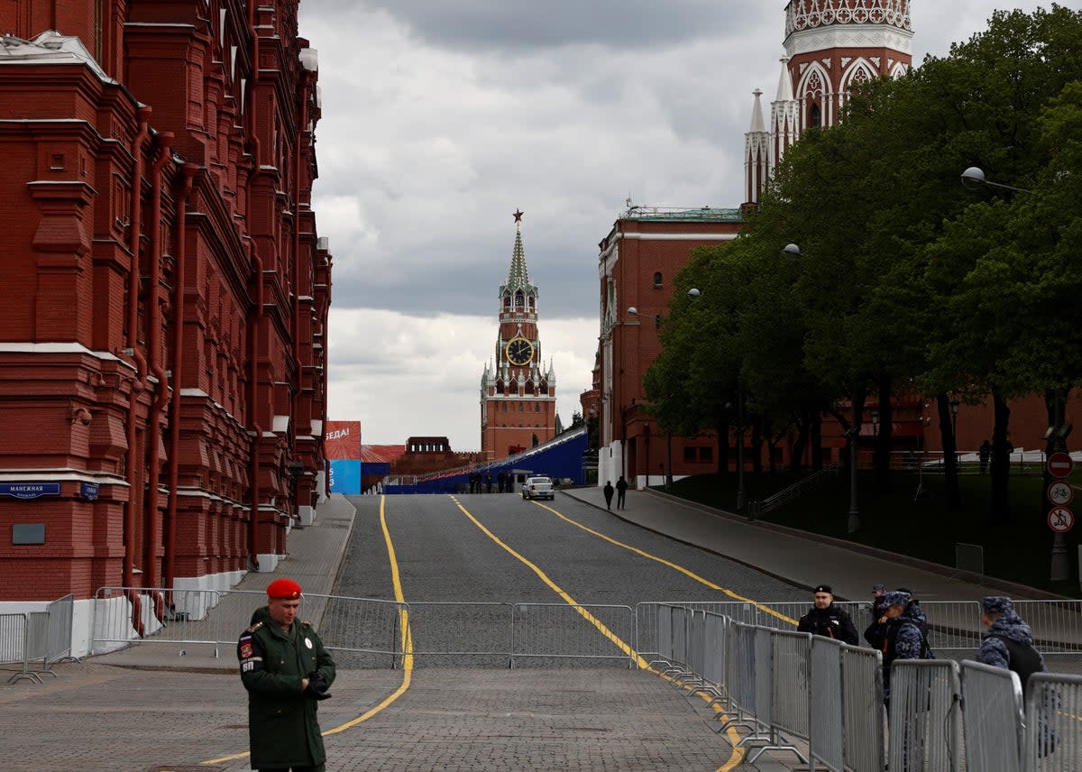 A closed Red Square in Moscow on the eve of Victory Day in Russia on Tuesday (Reuters)