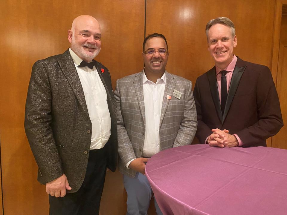 Dirk Biermann, Josh Zahid and Jim Nye are all smiles at the Big Hearts for Little Hearts Desert Guild Chapter 20th anniversary celebration on April 2, 2022.