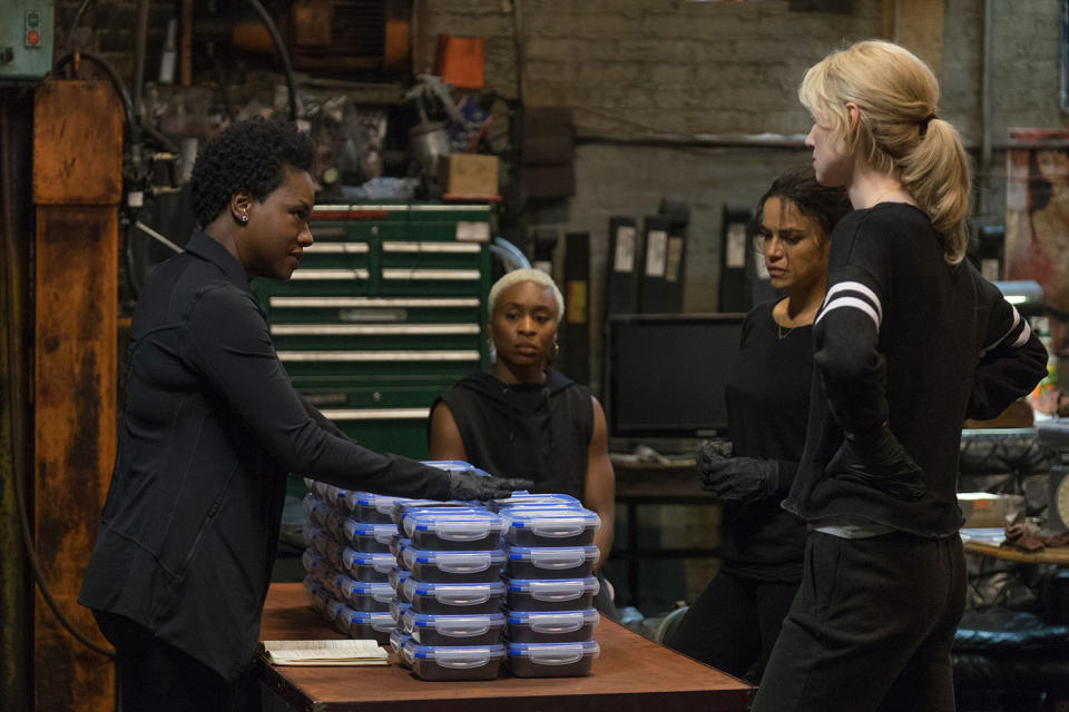 Viola Davis as Veronica Rawlings & Michelle Rodriguez as Linda Perelli & Elizabeth Debicki as Alice Gunner & Cynthia Erivo as Belle - Widows (20th Century Fox)