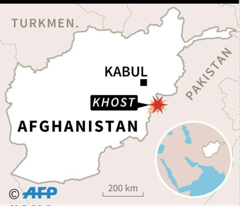 Map of Afghanistan locating Khost province