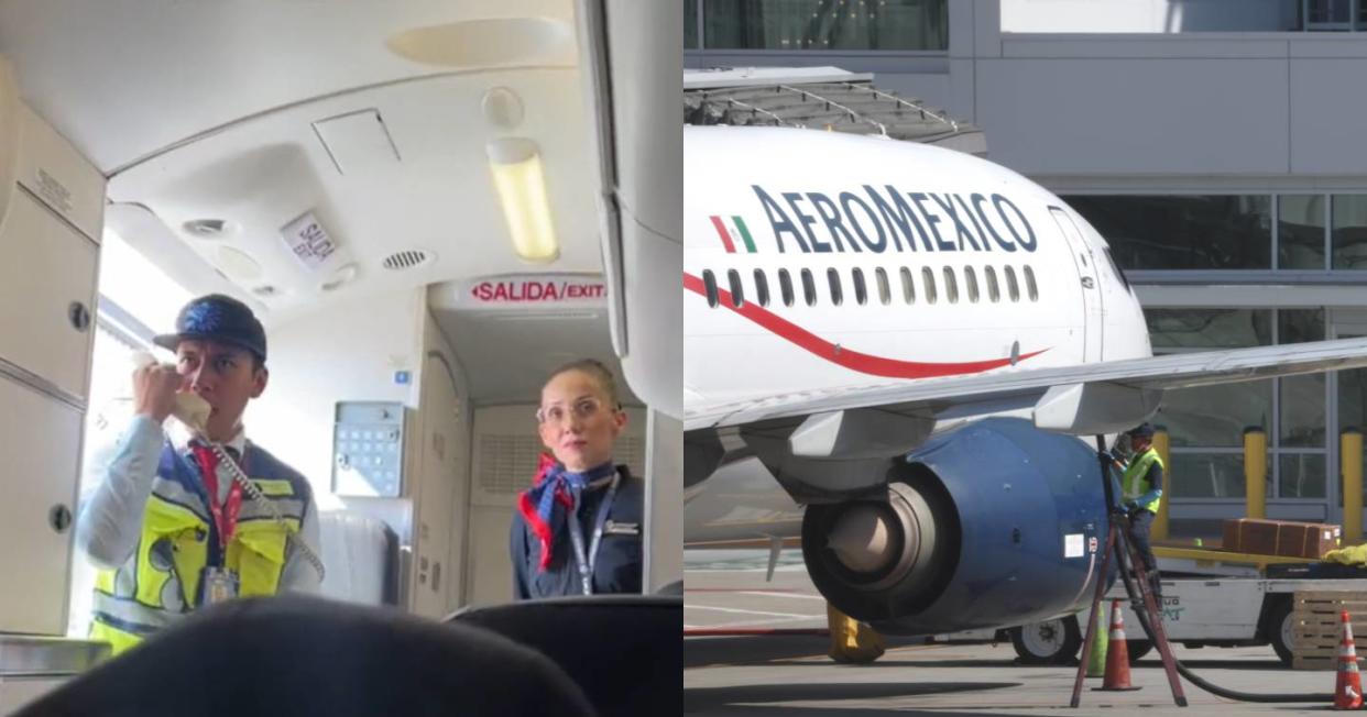 Aeroméxico baja a pasajeros de un vuelo y los recompensa con $6,000 pesos. Foto: Captura de video TikTok vía @@siempre_original01 y Getty Images 