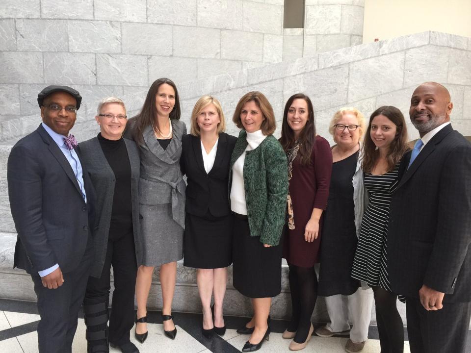 Lisa Montgomery's legal team, pictured in 2016. Kelley Henry is fourth from the left. Her co-counsel, Amy Harwell, is standing on her left. (Photo: Courtesy Kelley Henry)