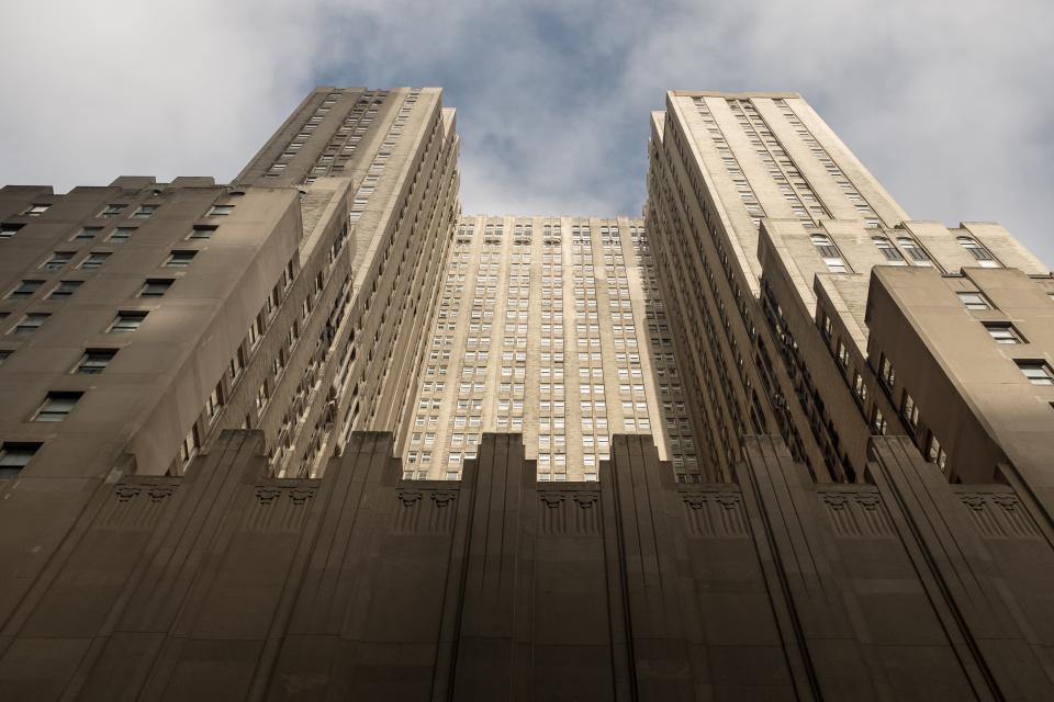 Outside the Waldorf Astoria hotel in Manhattan