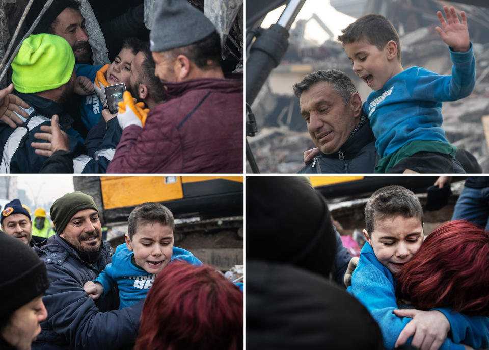  Cakmak was joyfully reunited with his mother.  (EPA; Getty Images)