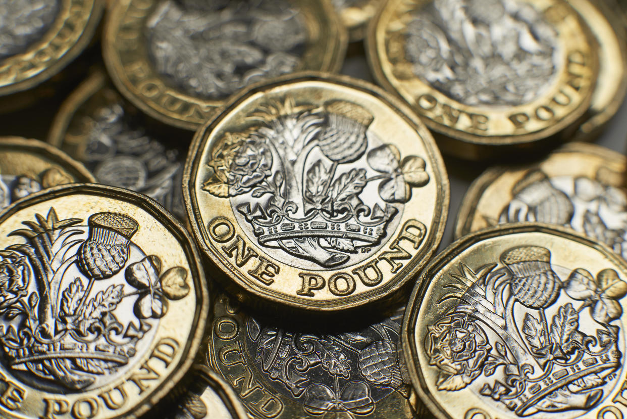 The pound gained on Tuesday following better than forecast UK borrowing figures from the ONS. Photo: Getty.