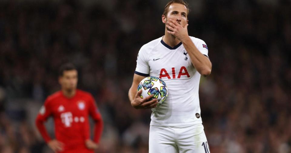 Spurs striker Harry Kane reacts against Bayern Munich Credit: Alamy