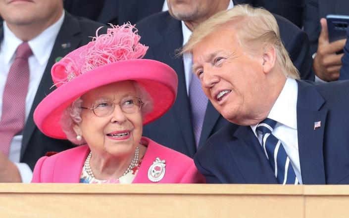 Former President Donald Trump with the Queen during the D-day 75 Commemorations in 2019 - Chris Jackson Collection 
