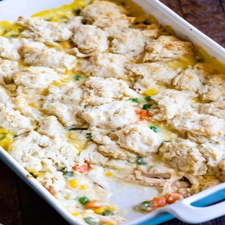 Chicken Pot Pie Casserole in a pan