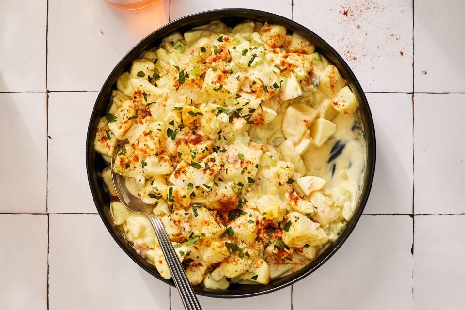 <p>Tender Yukon Gold potatoes paired with <a href="https://www.delish.com/cooking/recipe-ideas/recipes/a58284/how-to-make-perfect-hard-boiled-eggs/" rel="nofollow noopener" target="_blank" data-ylk="slk:hard-boiled eggs;elm:context_link;itc:0;sec:content-canvas" class="link ">hard-boiled eggs</a>, celery, sweet pickles, and red onion make this Southern-style potato salad the perfect sidekick to summer <a href="https://www.delish.com/bbq-recipes/" rel="nofollow noopener" target="_blank" data-ylk="slk:BBQs;elm:context_link;itc:0;sec:content-canvas" class="link ">BBQs</a>, family gatherings, <a href="https://www.delish.com/weeknight-dinners/" rel="nofollow noopener" target="_blank" data-ylk="slk:weeknight dinners;elm:context_link;itc:0;sec:content-canvas" class="link ">weeknight dinners</a>, and more.</p><p>Get the <strong><a href="https://www.delish.com/cooking/recipe-ideas/a39285023/southern-potato-salad-recipe/" rel="nofollow noopener" target="_blank" data-ylk="slk:Southern Potato Salad recipe;elm:context_link;itc:0;sec:content-canvas" class="link ">Southern Potato Salad recipe</a></strong>.</p>