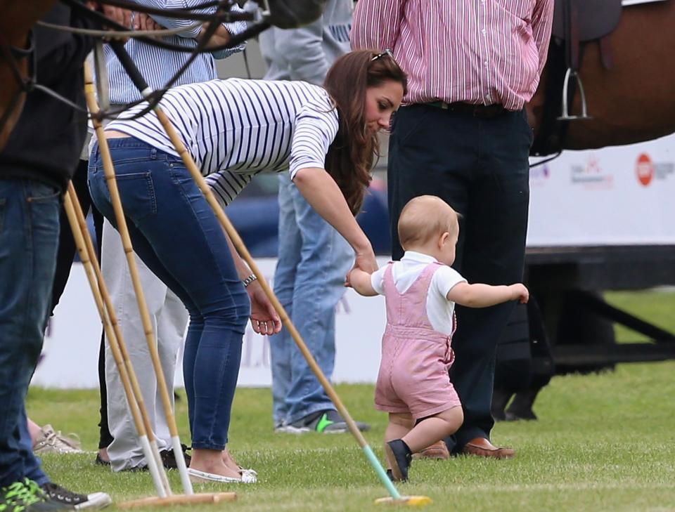 <p>And these red striped ones when he raced around the polo club in 2014. [Photo: Getty] </p>