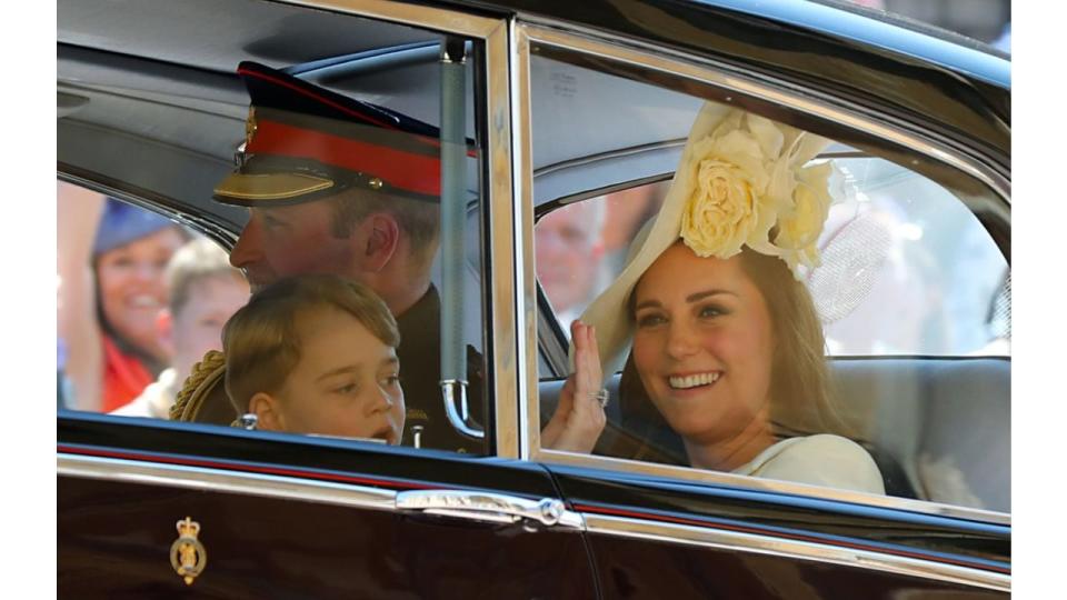 william kate and george in wedding car