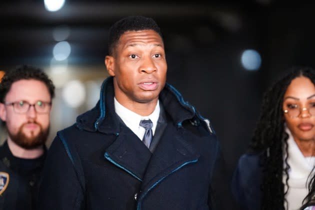 Jonathan Majors leaves the courthouse in his domestic violence trial last December. - Credit: John Nacion/Getty Images