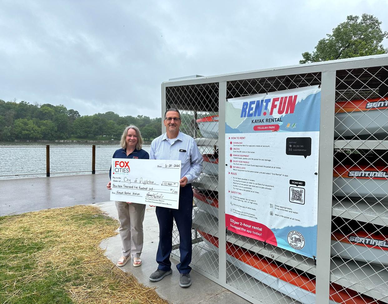 The City of Appleton was one of five communities to receive a grant from the Fox Cities Convention & Visitors Bureau to support their kayak rental station. The Appleton station is located in Telulah Park.