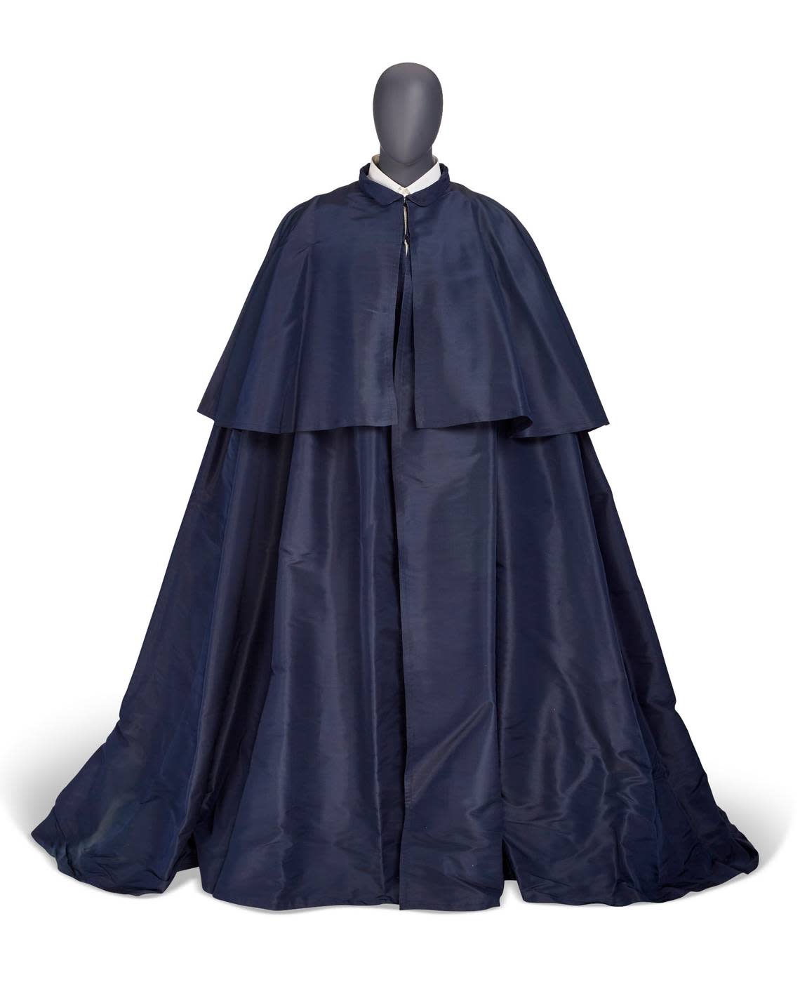 A navy silk cape that was owned by André Leon Talley is designed by Chanel, circa 2000 to 2020. It will be sold at an auction of Talley’s collection.