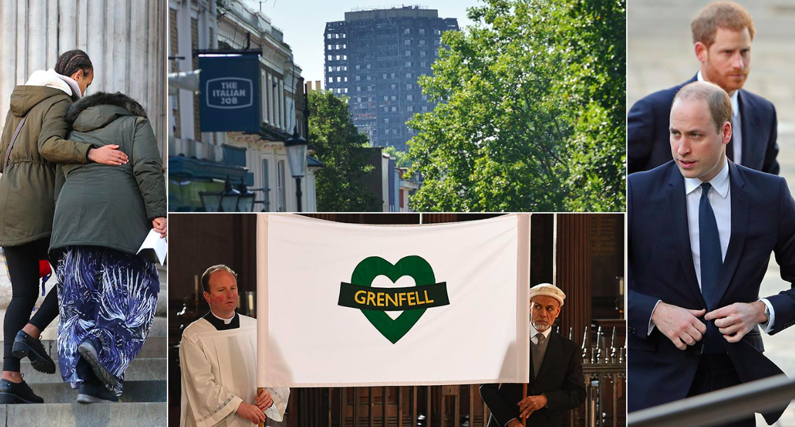 <em>Bereaved families joined royalty to remember the victims of the Grenfell Tower fire at the memorial (PA)</em>