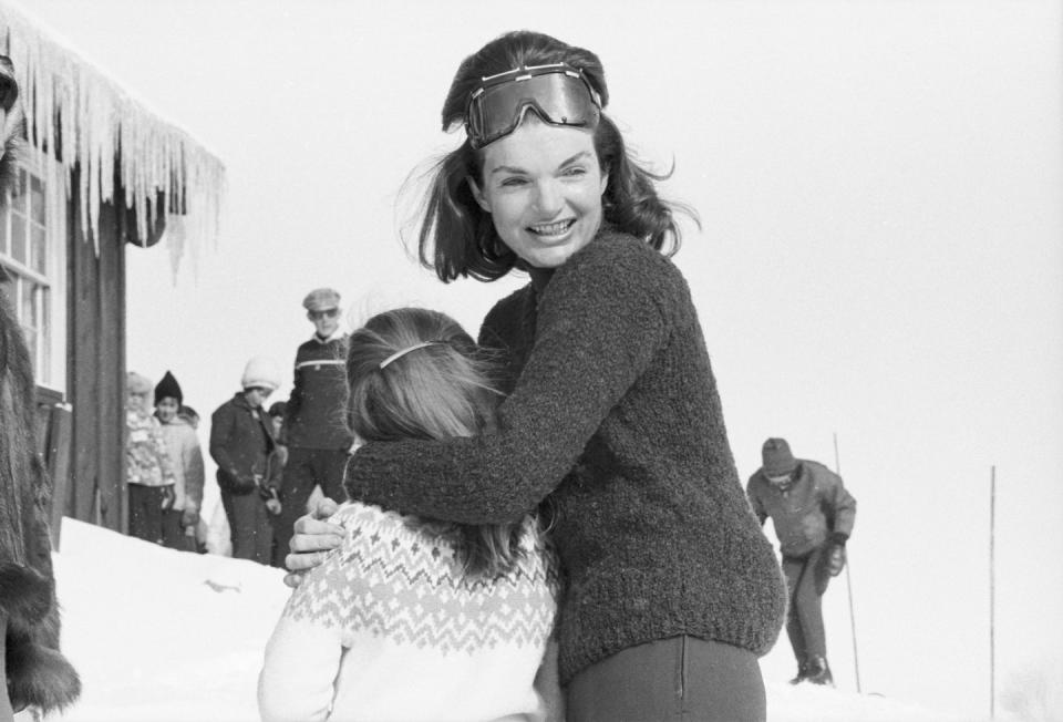 1965: Jackie and Caroline Kennedy bundle up on the mountain