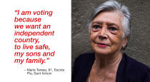 <p>“I am voting because we want an independent country, to live safe, my sons and my family.” (Photograph by Jose Colon/ MeMo for Yahoo News) </p>