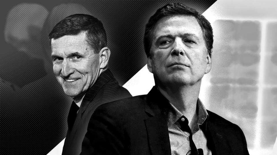 Michael Flynn, left, and James Comey, right.