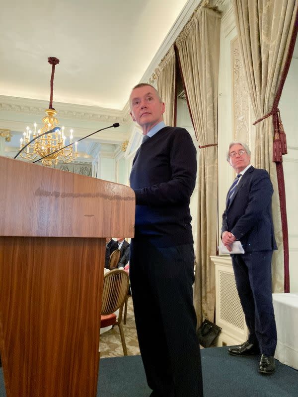 IATA's Director General Willie Walsh speaks at an Aviation Club U.K. event in central London