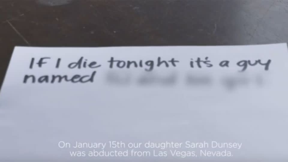 The video claimed Sarah sent a text message before she disappeared. Source: Help Us Find Sarah Dunsey/ Facebook